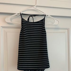 Shein black and white striped halter top